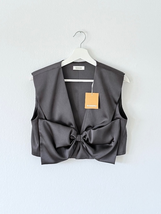 Sandro Jackets & Blazers - Sandro Sleeveless Satin Bow Cropped Top, Authentic